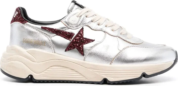 Star Patch Metallic Leather Sneakers