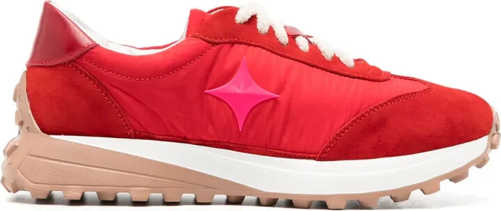 Star suede-trimmed sneakers