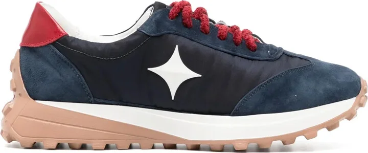 Star suede-trimmed sneakers