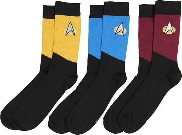 Star Trek The Next Generation Uniform Adult Crew Socks (3 Pack) Multicoloured