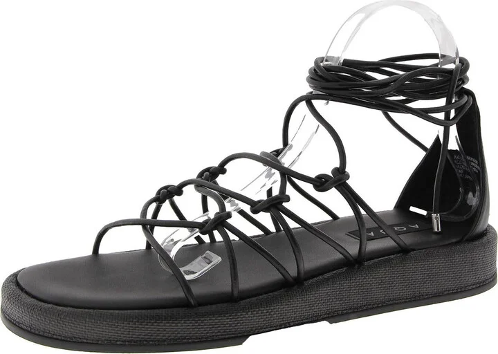 Star Womens Leather Lace-Up Platform Sandals