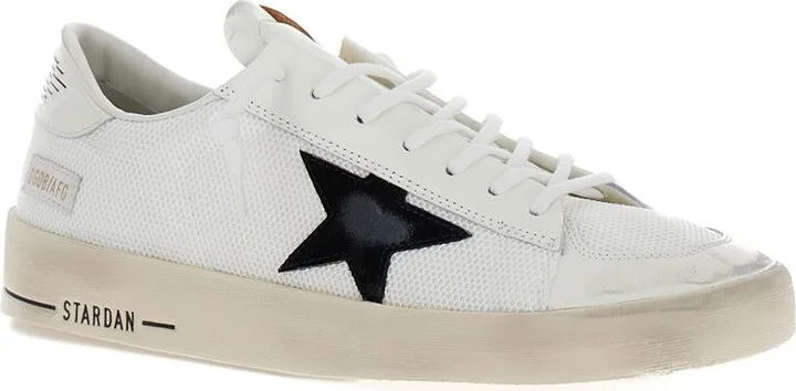 'Stardan' White Low Top Sneakers With Star Patch In Leather And Fabric Man - Image 2