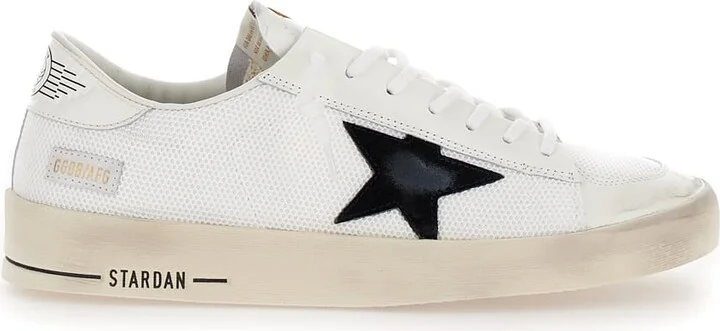 'stardan' White Low Top Sneakers With Star Patch In Leather And Fabric Man
