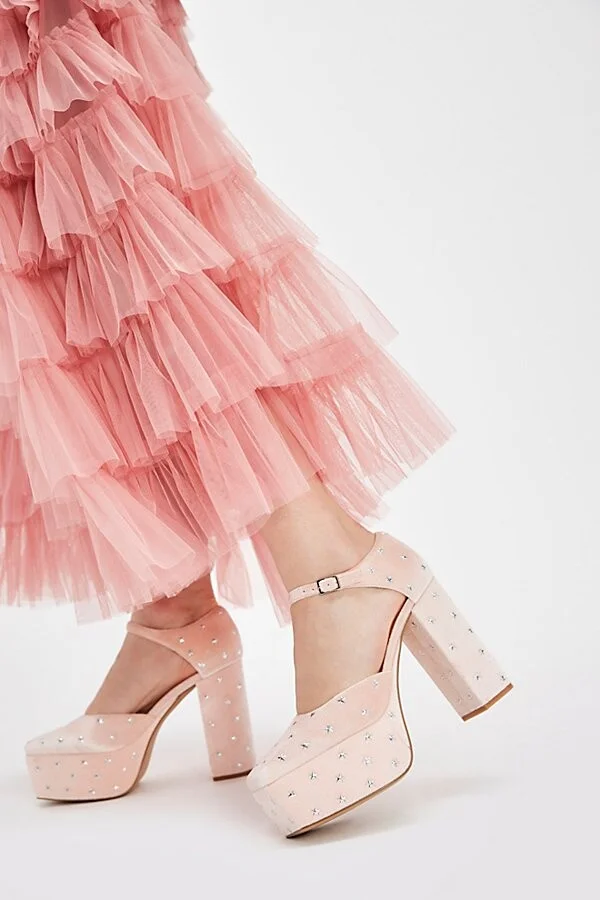 Stardust Velvet Platform Heels