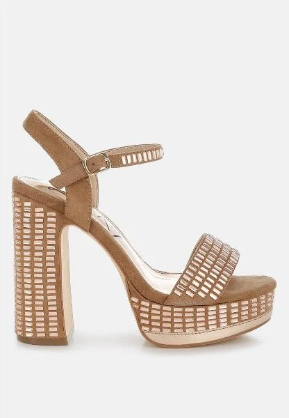Starlet Rhinestones Embellished Ankle Strap Heels Women