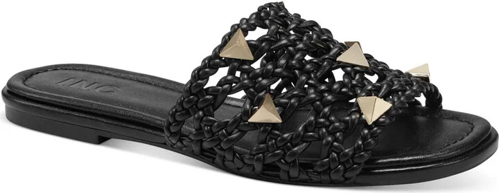 Starlette Womens Metallic Studded Slide Sandals