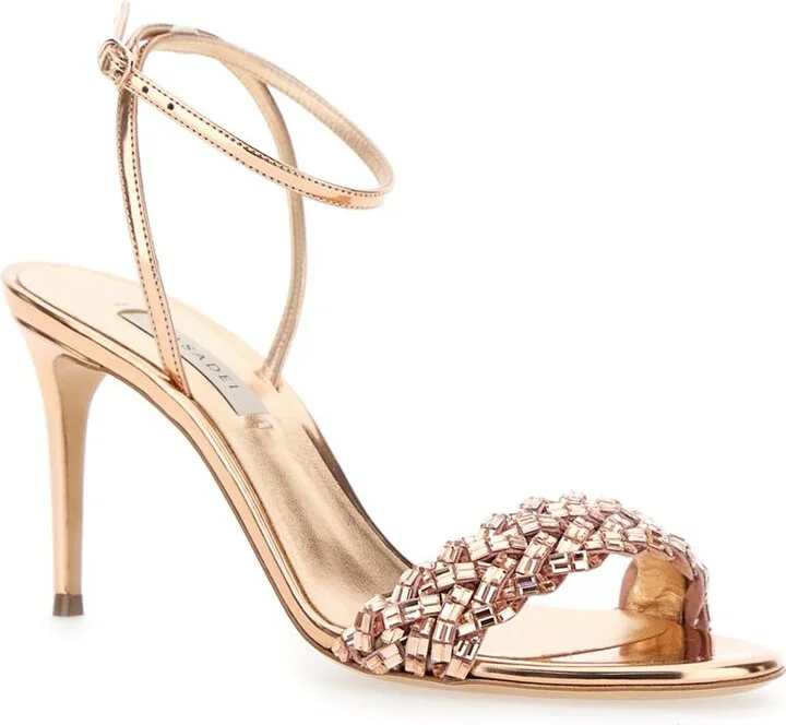 'Starlink' Pink Sandals With High Stiletto Heel And Braided Embellishment In Ecoleather Woman - Image 2