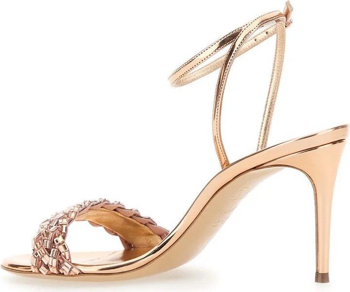 'Starlink' Pink Sandals With High Stiletto Heel And Braided Embellishment In Ecoleather Woman - Image 3