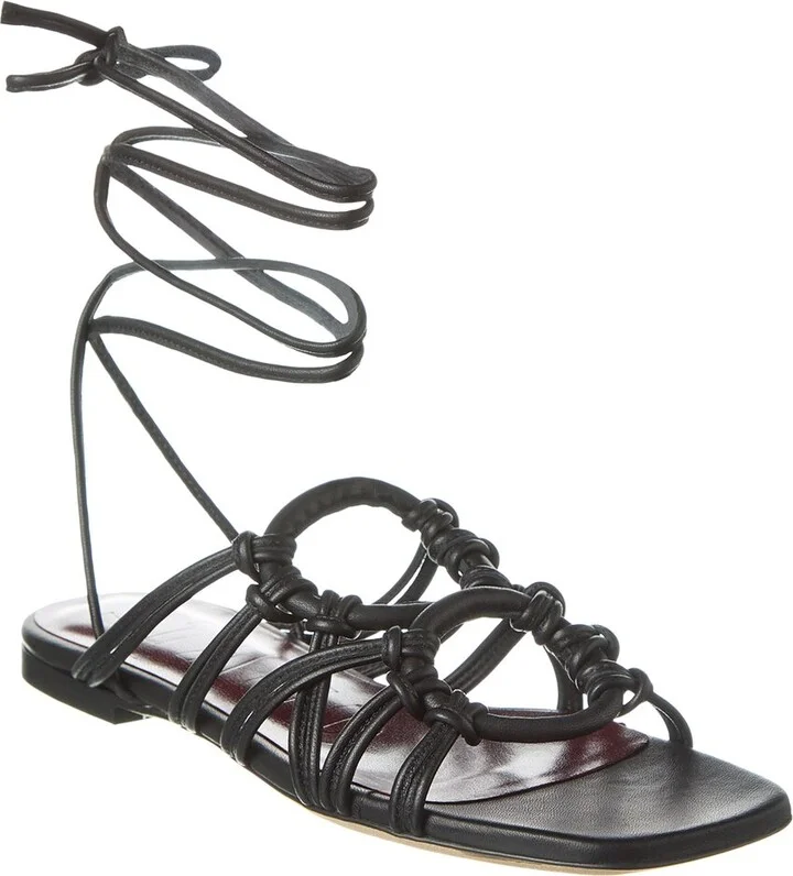 Staud Adeline Lace-Up Leather Sandal