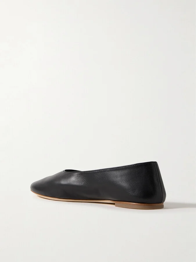 STAUD - Alba Leather Ballet Flats - Black - Image 3