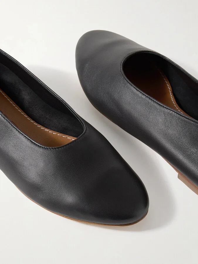 STAUD - Alba Leather Ballet Flats - Black - Image 4