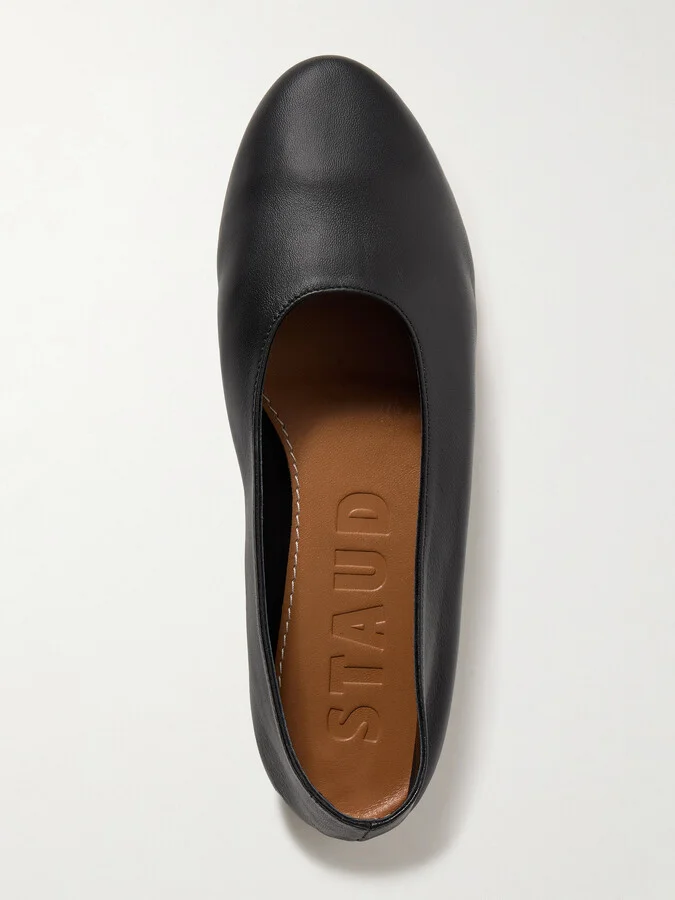 STAUD - Alba Leather Ballet Flats - Black - Image 5