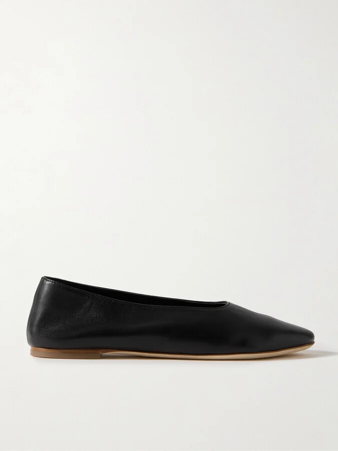 STAUD - Alba Leather Ballet Flats - Black