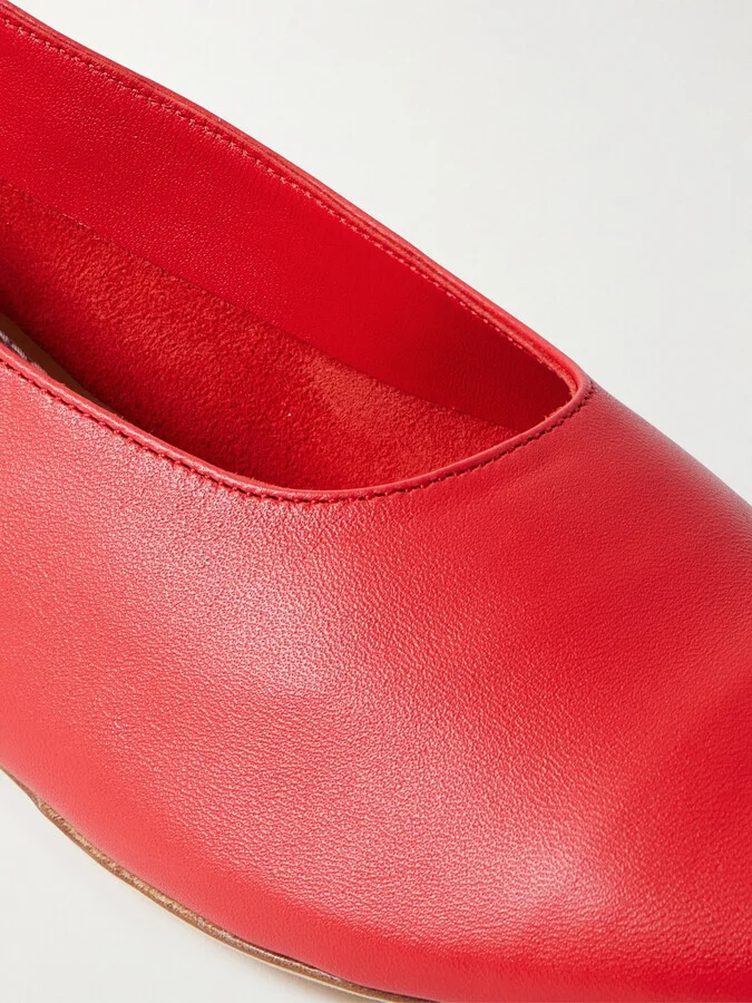 STAUD - Alba Leather Ballet Flats - Red - Image 4