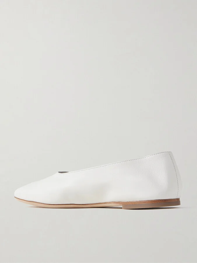 STAUD - Alba Leather Ballet Flats - White - Image 3