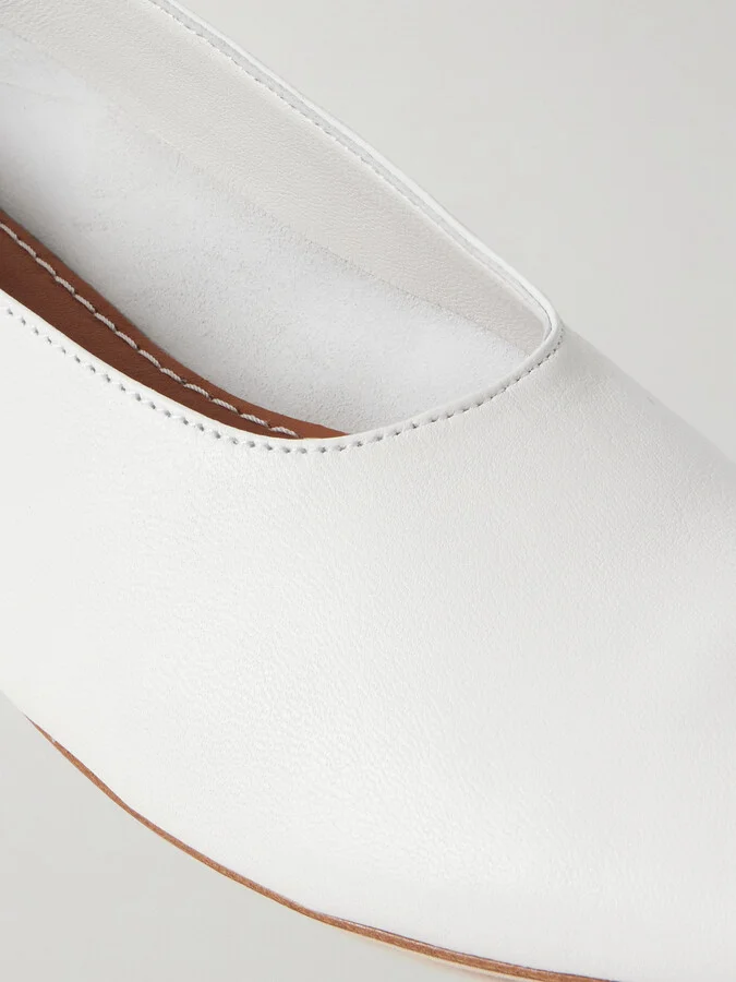 STAUD - Alba Leather Ballet Flats - White - Image 4