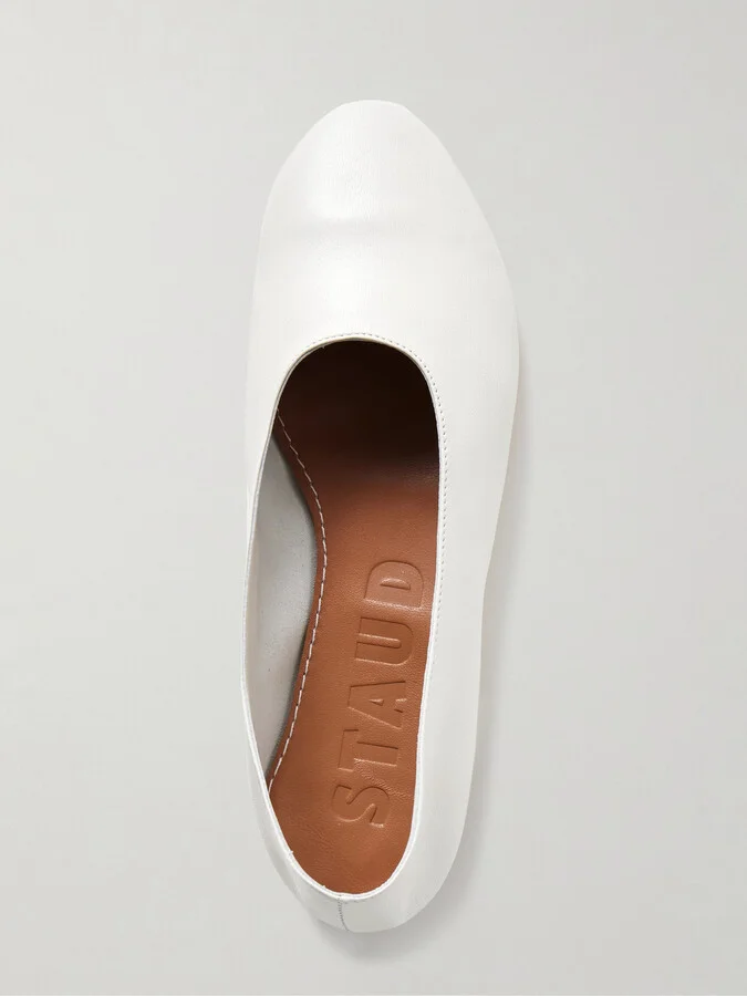 STAUD - Alba Leather Ballet Flats - White - Image 5