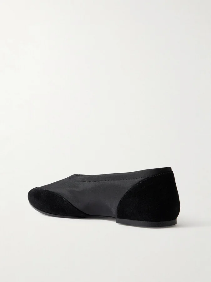 STAUD - Alba Sport Suede-trimmed Shell Ballet Flats - Black - Image 3