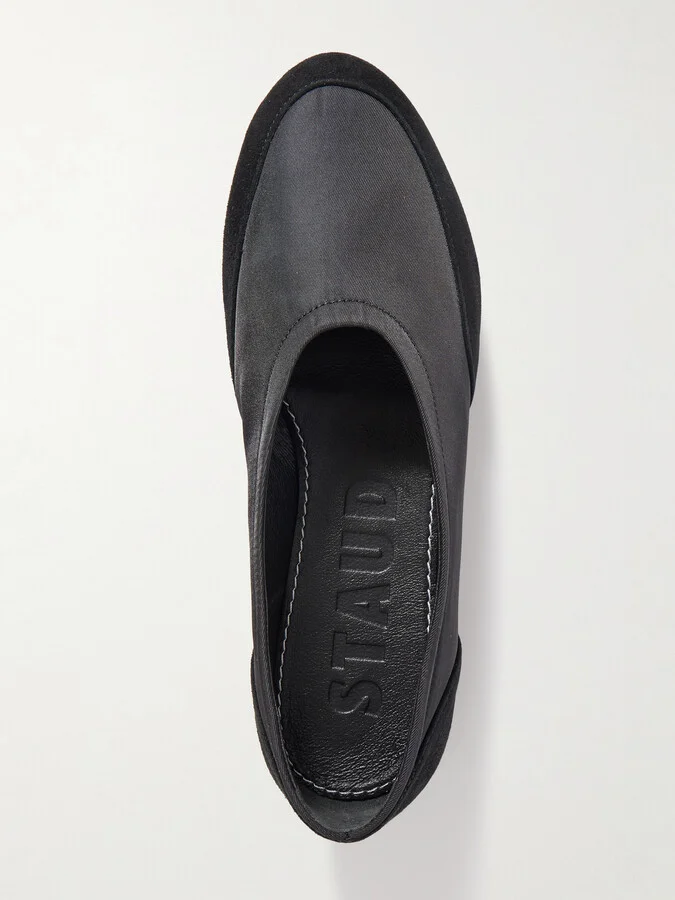 STAUD - Alba Sport Suede-trimmed Shell Ballet Flats - Black - Image 5