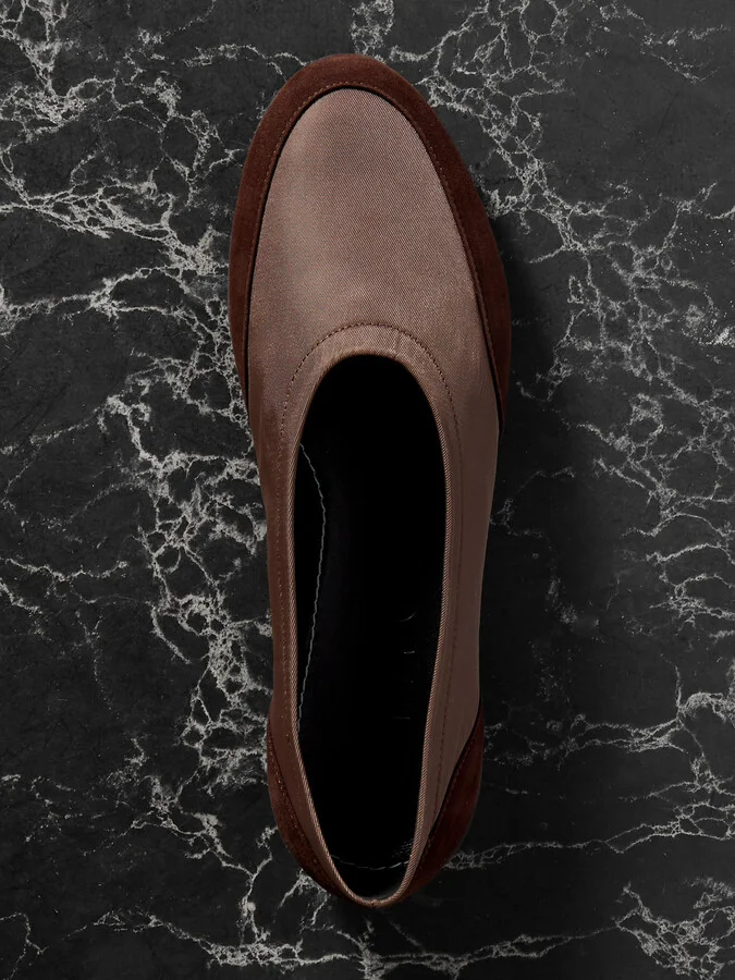STAUD - Alba Sport Suede-trimmed Shell Ballet Flats - Brown - Image 5