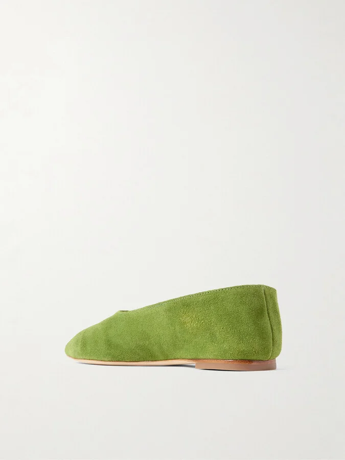 STAUD - Alba Suede Ballet Flats - Green - Image 3