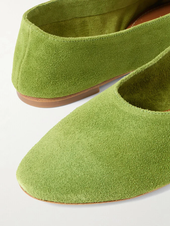 STAUD - Alba Suede Ballet Flats - Green - Image 4