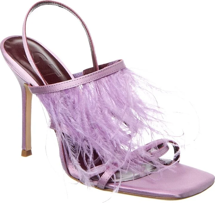 Staud Anise Feather Satin Slingback Sandal