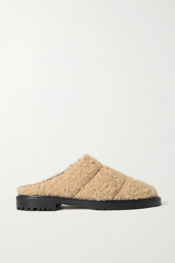 STAUD - Astro Quilted Faux Shearling Mules - Neutrals