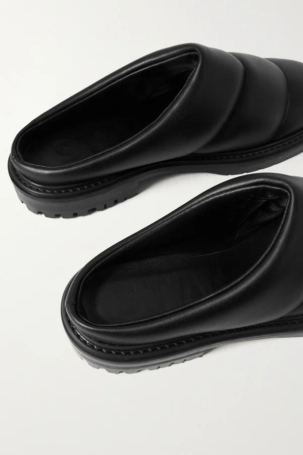 STAUD - Astro Quilted Vegan Leather Mules - Black - Image 4