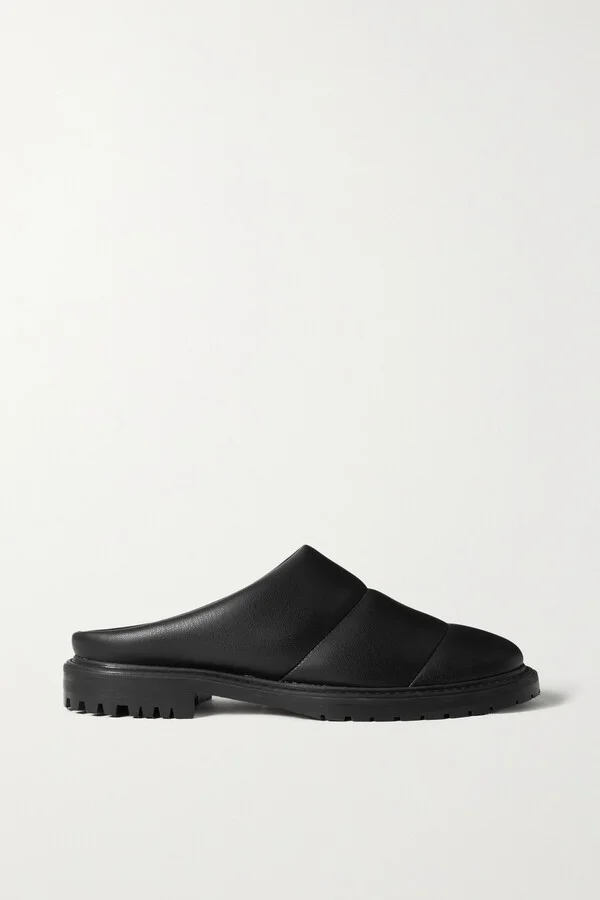 STAUD - Astro Quilted Vegan Leather Mules - Black