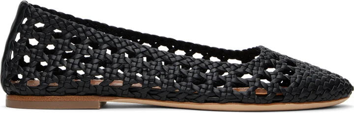 Staud Black Nell Crochet Ballerina Flats