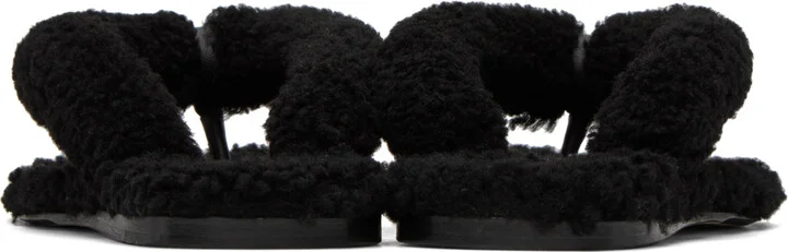 Staud Black Rio Shearling Sandal - Image 2