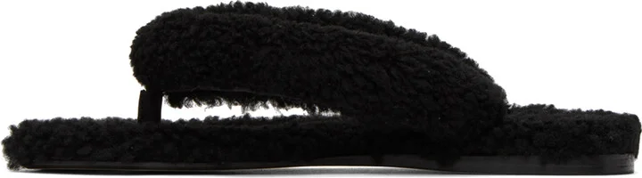 Staud Black Rio Shearling Sandal - Image 3