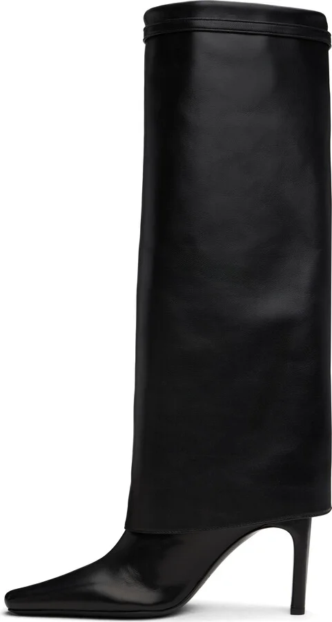 Staud Black Wally Foldover High Heel Tall Boots - Image 3