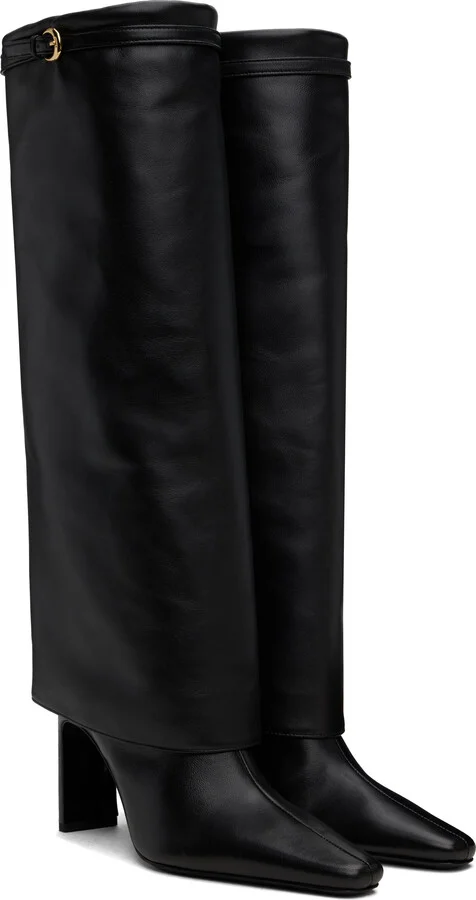 Staud Black Wally Foldover High Heel Tall Boots - Image 4