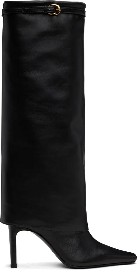 Staud Black Wally Foldover High Heel Tall Boots