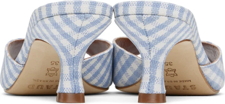 Staud Blue & White Brigitte Mule Heeled Sandals - Image 2