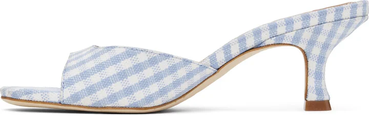 Staud Blue & White Brigitte Mule Heeled Sandals - Image 3
