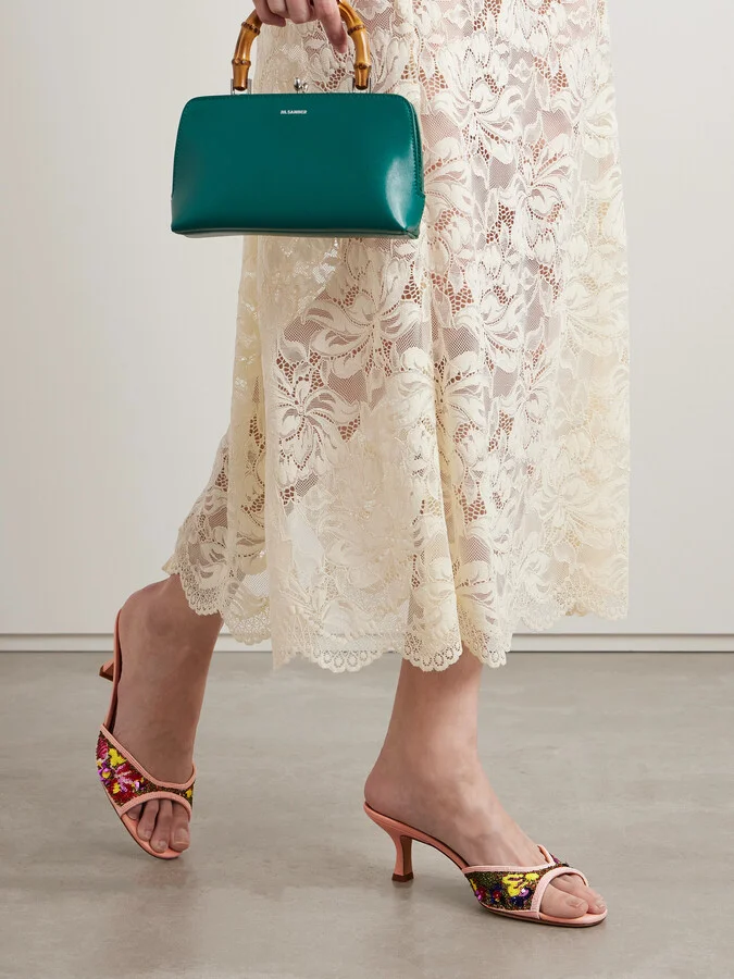 STAUD - Brigitte Embellished Satin Mules - Pink - Image 2