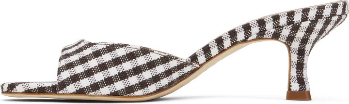 Staud Brown & White Brigitte Mule Heeled Sandals - Image 3