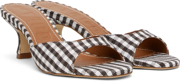 Staud Brown & White Brigitte Mule Heeled Sandals - Image 4