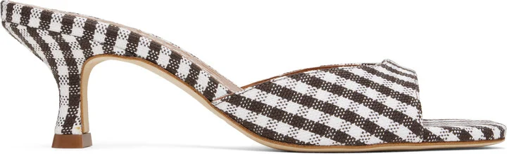 Staud Brown & White Brigitte Mule Heeled Sandals