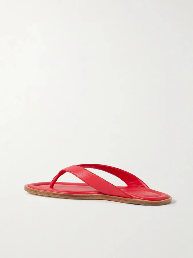 STAUD - Dante Leather Thong Sandals - Red - Image 3