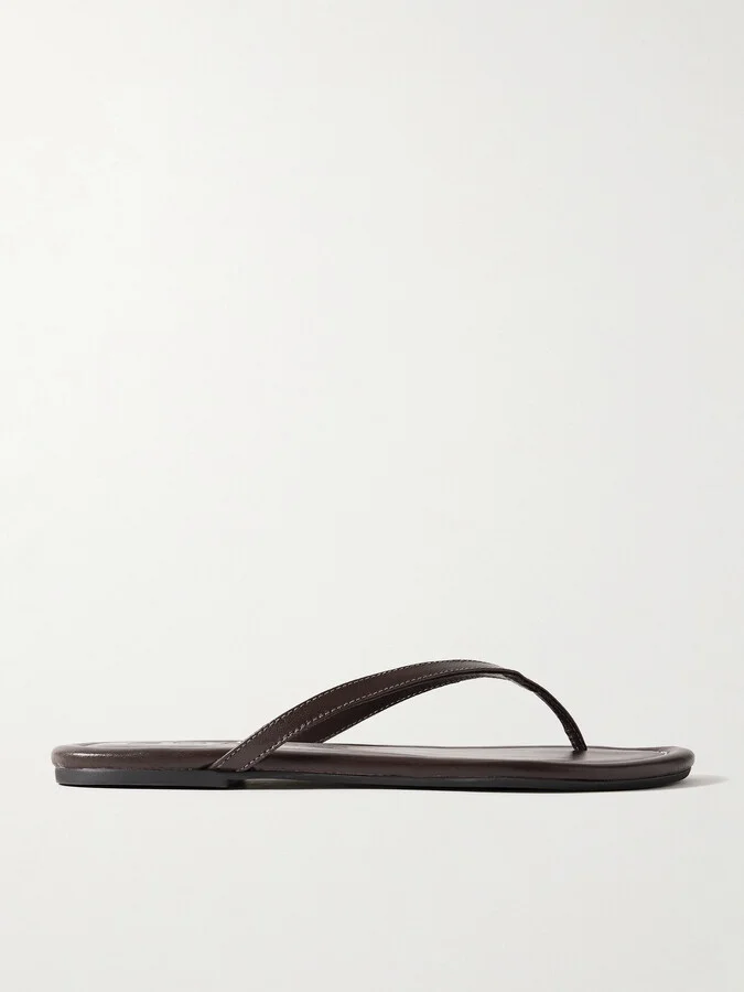 STAUD - Freja Leather Flip Flops - Brown