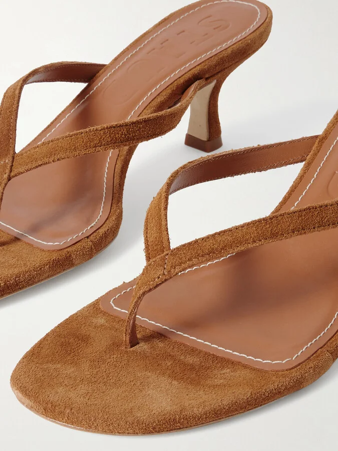 STAUD - Freja Suede Sandals - Brown - Image 4