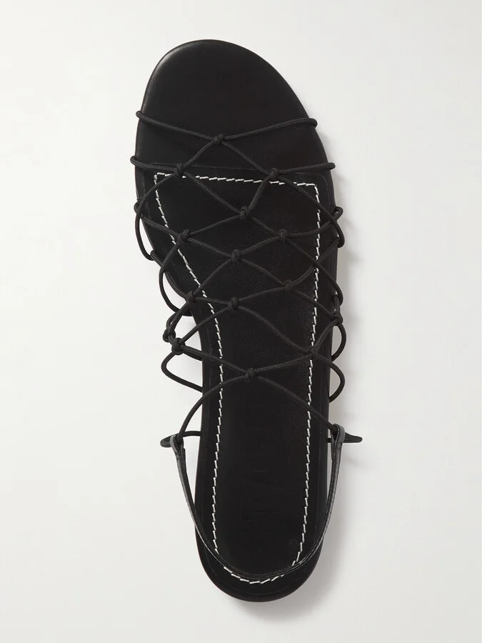 STAUD - Gio Knotted Elastic And Leather Sandals - Black - Image 5