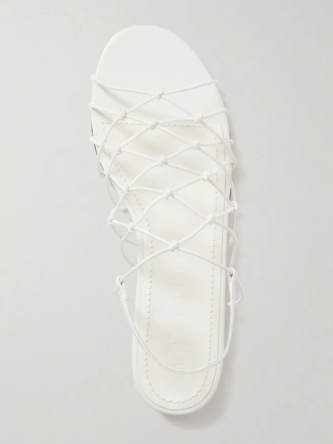STAUD - Gio Knotted Elastic And Leather Sandals - White - Image 5