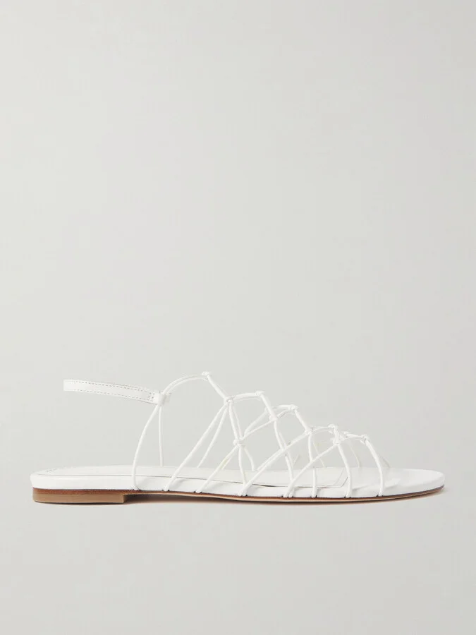 STAUD - Gio Knotted Elastic And Leather Sandals - White