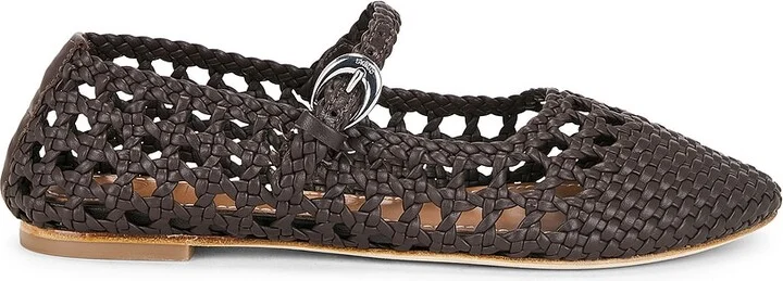 Staud Mary Jane Nell Flat in Chocolate