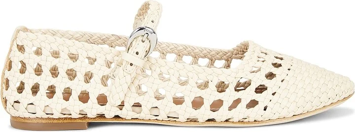 Staud Mary Jane Nell Flat in Cream